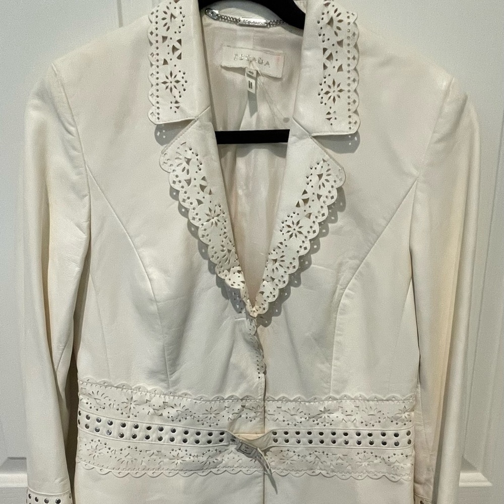 Escada White lamb skin jacket with studs
